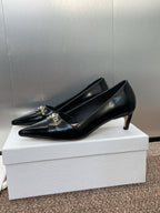 DIOR MY DD 25S HIGH HEEL 55MM IN BLACK LAMBSKIN GOLD LOGO