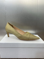 DIOR MY DD 25S HIGH HEEL 55MM IN KHAKI GOLD FABRIC GOLD LOGO