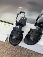 DIOR D-CLUB HIGH HEEL SLIDE 25S 55MM IN BLACK CALFSKIN