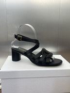 DIOR D-CLUB HIGH HEEL SLIDE 25S 55MM IN BLACK CALFSKIN