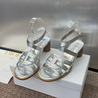 DIOR D-CLUB HIGH HEEL SLIDE 25S 55MM IN SILVER GLOSSY CALFSKIN