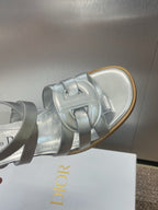 DIOR D-CLUB HIGH HEEL SLIDE 25S 55MM IN SILVER GLOSSY CALFSKIN
