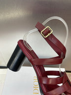 DIOR D-CLUB HIGH HEEL SLIDE 25S 80MM IN BURGUNDY RED CALFSKIN