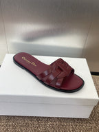 DIOR D-CLUB SLIDE SANDAL 25S IN BURGUNDY RED CALFSKIN