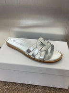 DIOR D-CLUB SLIDE SANDAL 25S IN SILVER GLOSSY CALFSKIN