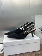 DIOR J'A SLINGBACK 25S PUMP 65MM IN BLACK QUAKE OBLIQUE EMBROIDERED FABRIC