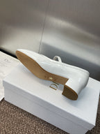 DIOR 25S ROUND-TOE MARY JANE BALLET FLATS IN WHITE CALFSKIN