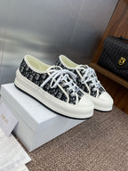 DIOR 25S WALK'N' SNEAKER IN DARK GREY  OBLIQUE EMBROIDERED COTTON