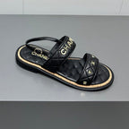 CHANEL Dad sandals black calf leather