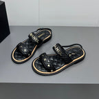 CHANEL Dad sandals black calf leather