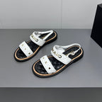 CHANEL Dad sandals white calf leather