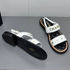 CHANEL Dad sandals white calf leather