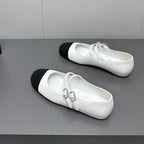 CHANEL pearl Mary Jane flat shoes white