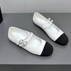 CHANEL pearl Mary Jane flat shoes white