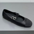 CHANEL pearl Mary Jane flat shoes black