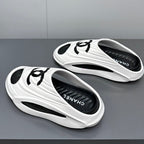 CHANEL New Double C Foam Lightweight Slippers Boat White Black