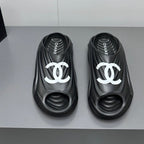 CHANEL New Double C Foam Lightweight Slippers Boat Black