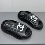 CHANEL New Double C Foam Lightweight Slippers Boat Black