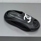 CHANEL New Double C Foam Lightweight Slippers Boat Black
