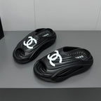 CHANEL New Double C Foam Lightweight Slippers Boat Black