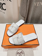 HERMES Idioma Sandal White Calfskin
