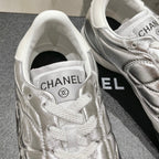 CHANEL Double C  New Quilted Panda Shoes Silver Sheepskin