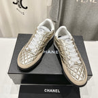 CHANEL Double C  New Quilted Panda Shoes Gold Sheepskin