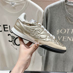 CHANEL Double C  New Quilted Panda Shoes Gold Sheepskin