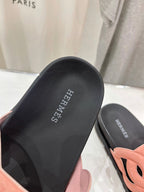 HERMES EXTRA SANDAL BLACK MIX PEACH MIX MOSS CALFSKIN