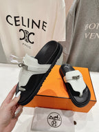 HERMES EMPIRE SANDAL BLACK MIX WHITE CALFSKIN