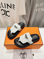 HERMES EMPIRE SANDAL BLACK MIX WHITE CALFSKIN