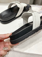 HERMES EMPIRE SANDAL BLACK MIX WHITE CALFSKIN