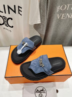 HERMES EMPIRE SANDAL BLACK MIX STONE SUEDE