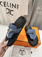 HERMES EMPIRE SANDAL BLACK MIX STONE SUEDE