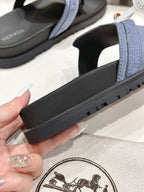 HERMES EMPIRE SANDAL BLACK MIX STONE SUEDE