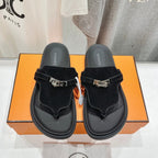 HERMES EMPIRE SANDAL BLACK SUEDE