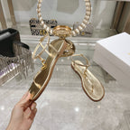 DIOR IVIERA C'EST THONG SANDAL GOLD AQUAMARINA CALFSKIN