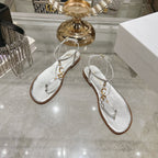 DIOR IVIERA C'EST THONG SANDAL SILVER AQUAMARINA CALFSKIN