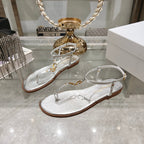 DIOR IVIERA C'EST THONG SANDAL SILVER AQUAMARINA CALFSKIN