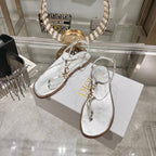 DIOR IVIERA C'EST THONG SANDAL SILVER AQUAMARINA CALFSKIN