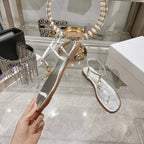 DIOR IVIERA C'EST THONG SANDAL SILVER AQUAMARINA CALFSKIN