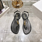 DIOR IVIERA C'EST THONG SANDAL BLACK AQUAMARINA CALFSKIN