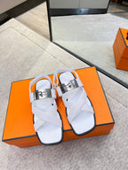 HERMES Ines sandal white calfskin