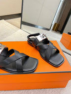 HERMES Ines sandal black calfskin