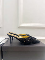 CHANEL HIGH 65 MM MULE IN BLACK SUEDE