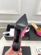 CHANEL HIGH 65 MM MULE IN DEEP PINK SUEDE