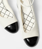 CHANEL MARY JANES IVORY BLACK VELVET