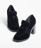 CHANEL MOASINS BLACK VELVET