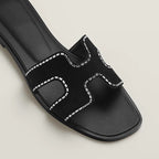 HERMES 0RAN SANDAL NOIR WHITE