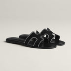 HERMES 0RAN SANDAL NOIR WHITE